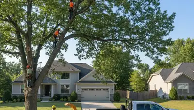 Professional tree removal service in Olathe KS safely cutting and clearing large trees
