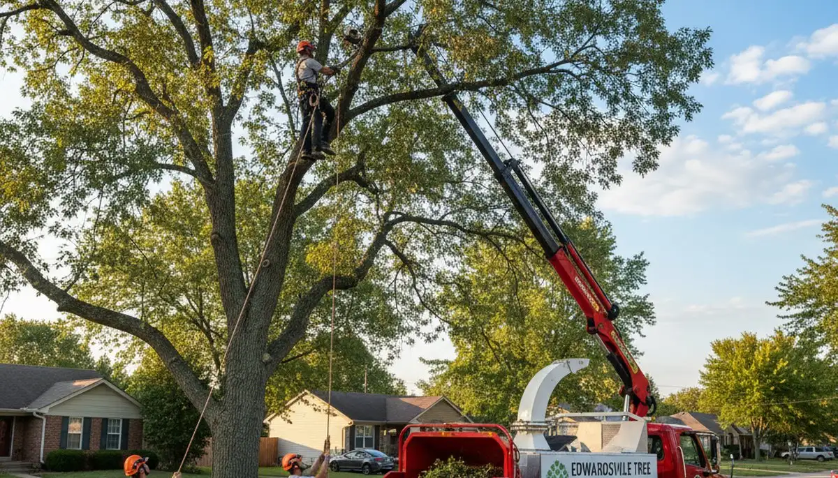 Professional tree removal service in Olathe KS safely cutting and clearing residential trees