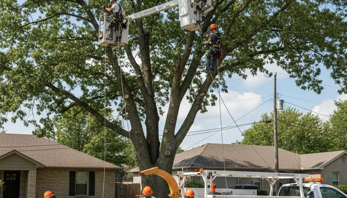 Professional tree removal service crew working safely in Olathe, KS