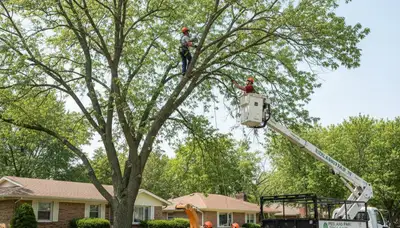 Professional tree removal service in Olathe KS safely cutting and clearing large trees